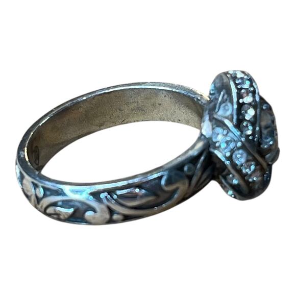 Brighton Silver-Tone Crystal Knot Statement Ring Size 5.75 Vintage Inspired - Picture 5 of 9
